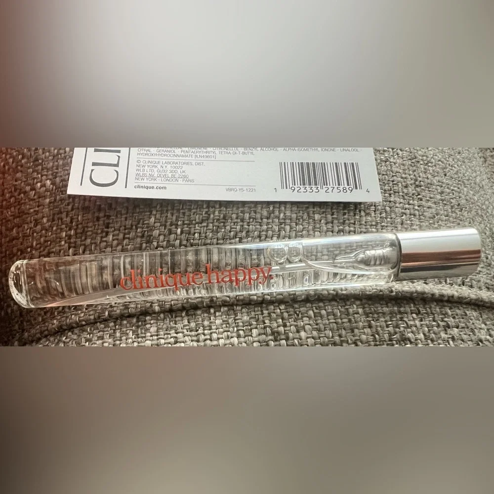 Clinique Happy Perfume Spray 10ml/0.34fl.oz. Travel Spray + Orange Cosmetics Bag